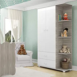 Guarda-Roupa Infantil com Cantoneira 2 Portas 2 Gavetas Branco