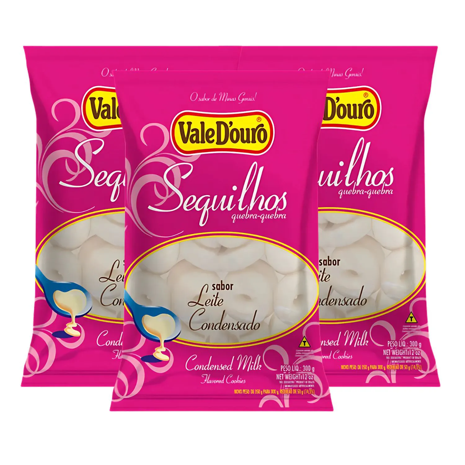 Kit Sequilhos Leite Condensado Sem Glúten Vale D'Ouro - 3 Unidades 300g