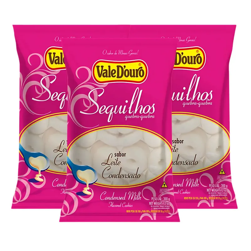 Kit Sequilhos Leite Condensado Sem Glúten Vale D'Ouro - 3 Unidades 300g