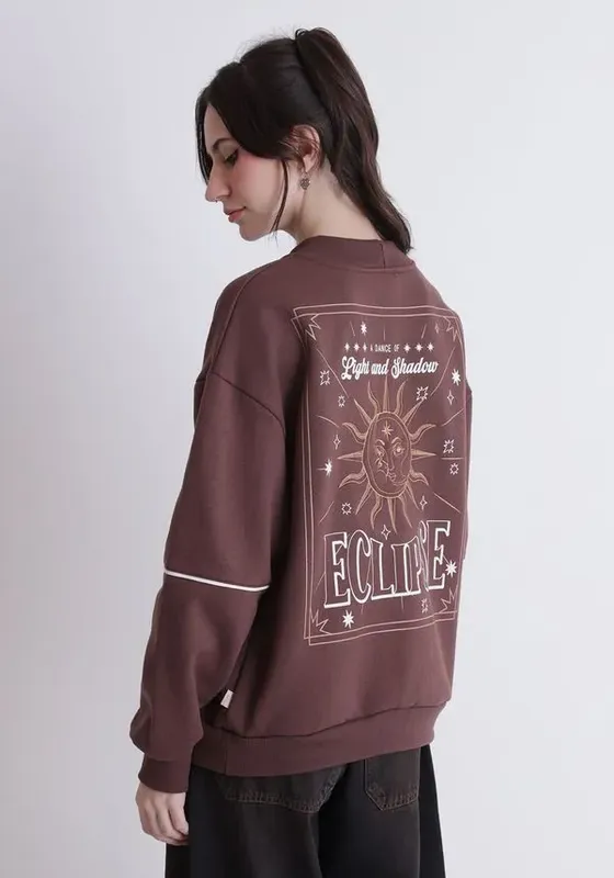 Moletom oversized estampa eclipse Marrom G