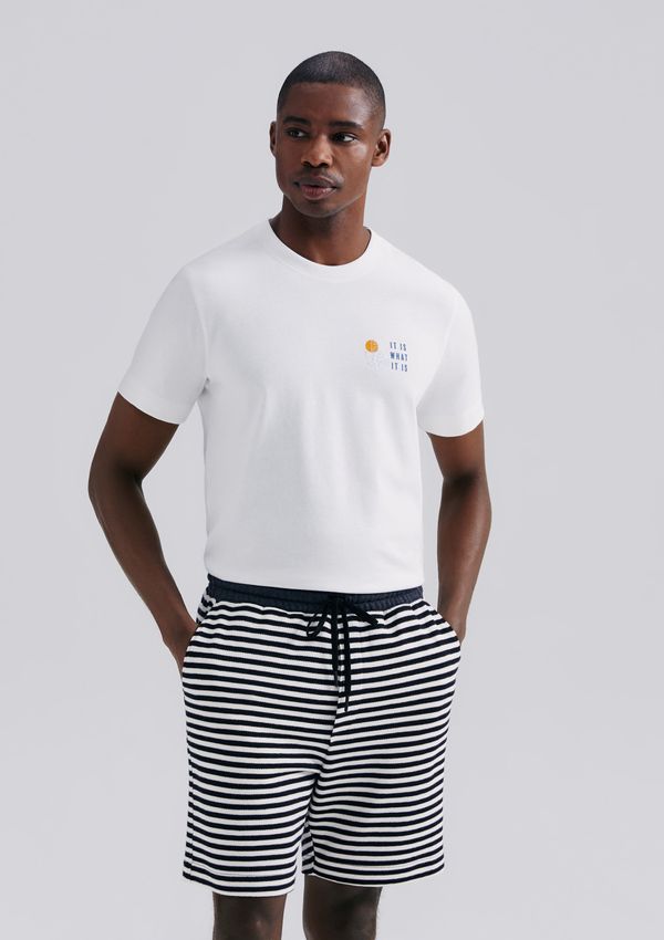 Bermuda Masculina Listrada Em Moletinho - Preto M