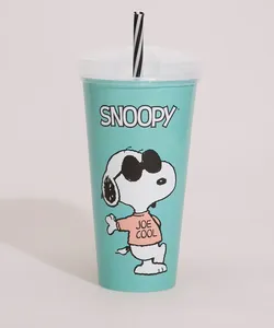 copo 2 em 1 snoopy azul Único
