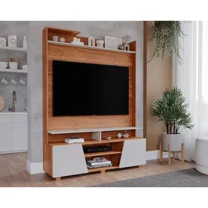 Rack Bancada C/ Painel P/ Tv Até 55 Pol Master 2 Prateleiras E Pés 135x183cm Cinamomo/off White - Permóbili