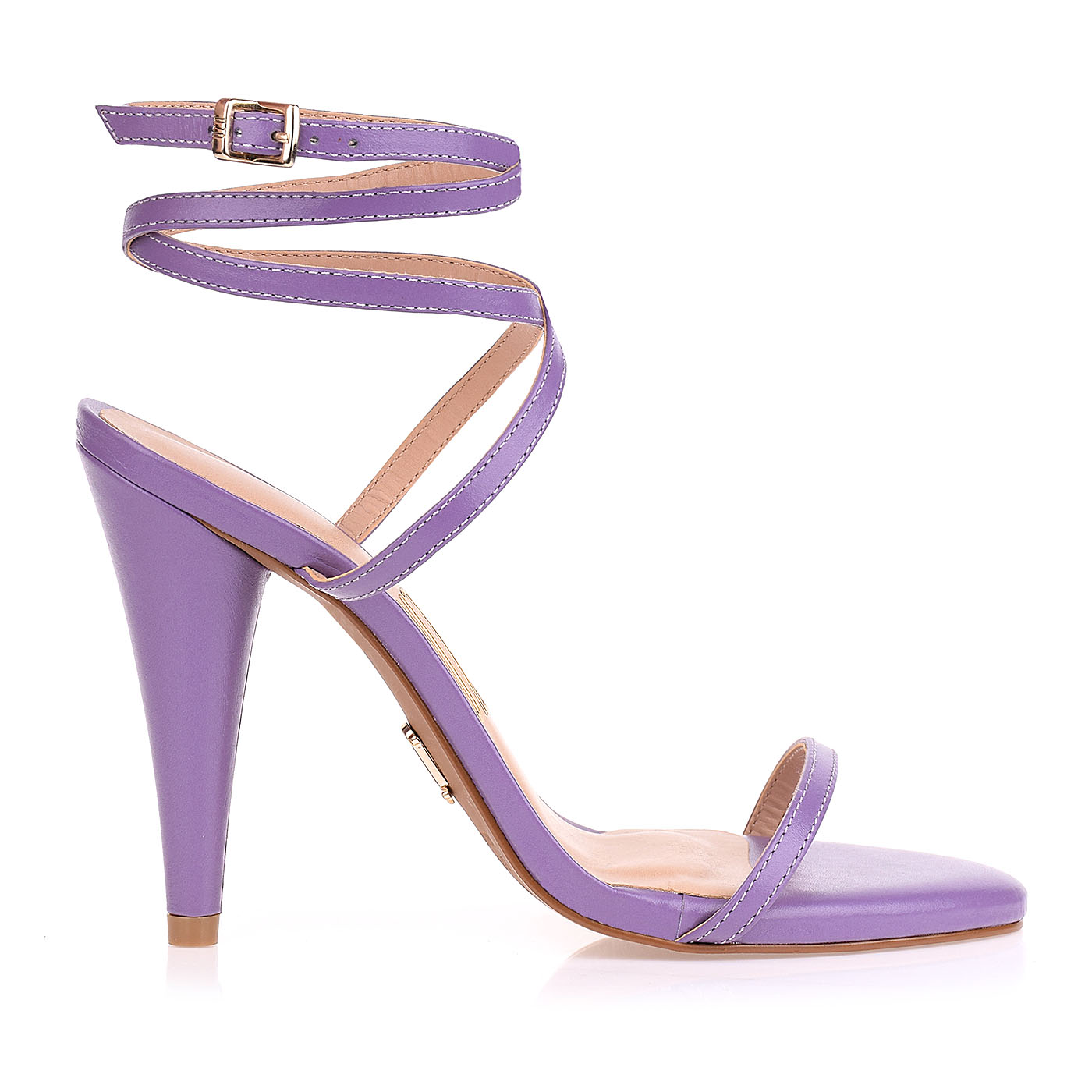 Sandália Salto Alto New Couro Lilac