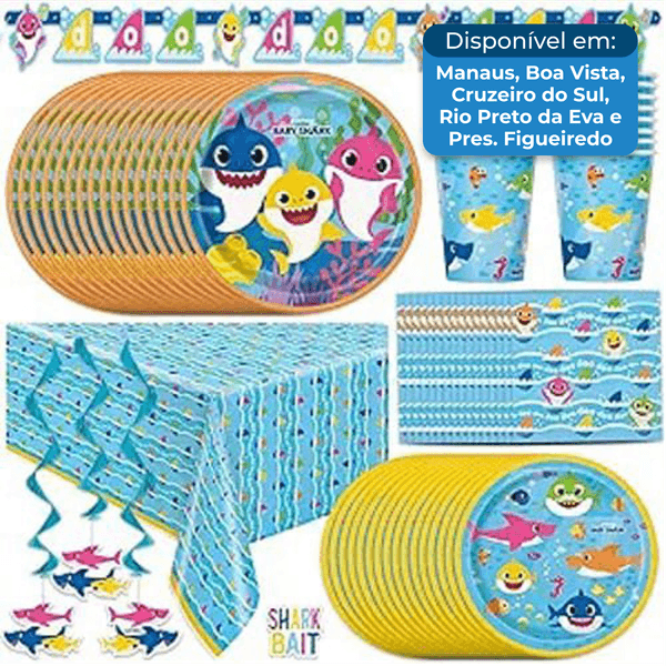 Conjunto Decorações Aniversário Baby Shark A-BI