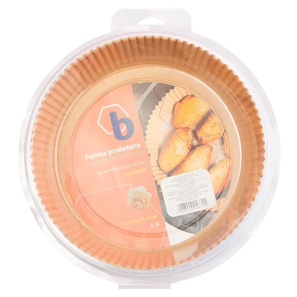 Kit 50 Formas Protetoras para Fritadeira Elétrica Tamanho M Redondo 23,5x4,5cm B0426 - bee
