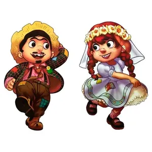 Painel Decorativo Festa Junina Casal De Noivos - 68cm X 44cm Gênero Unissex