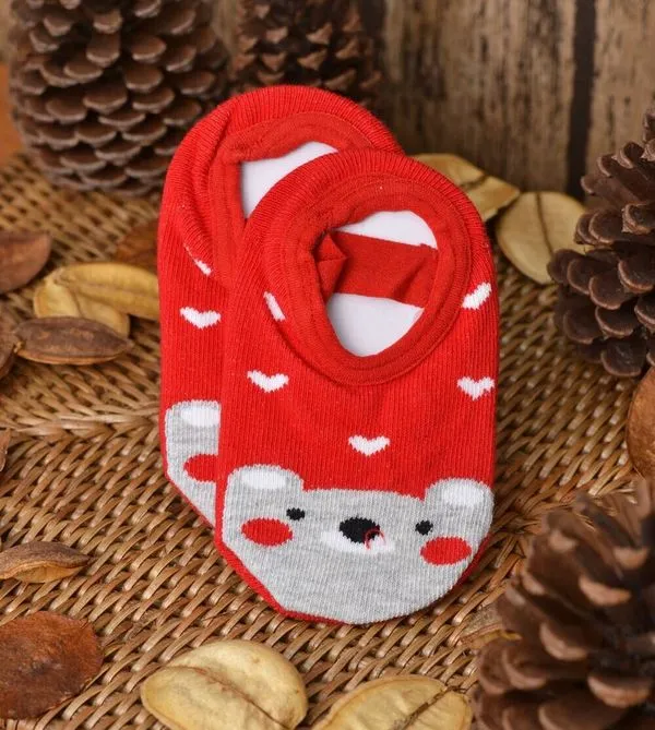 Meia Sapatilha Antiderrapante Ursa Tam. 15 a 23 Vermelho - 20 a 23
