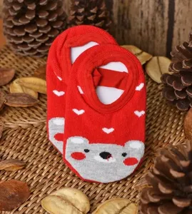 Meia Sapatilha Antiderrapante Ursa Tam. 15 a 23 Vermelho - 15 a 20