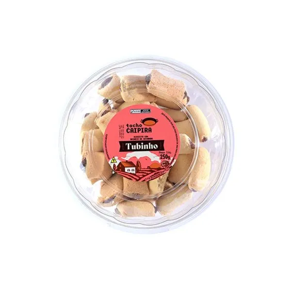 Pote Biscoito Tubinho com Recheio Goiabada 250g 152834 - Tacho Caipira