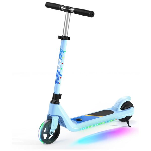 Patinete Elétrico Infantil com Velocidade e Altura Ajustáveis para Crianças de 6 a 10 Anos, LINGTENG E8, Azul 110v