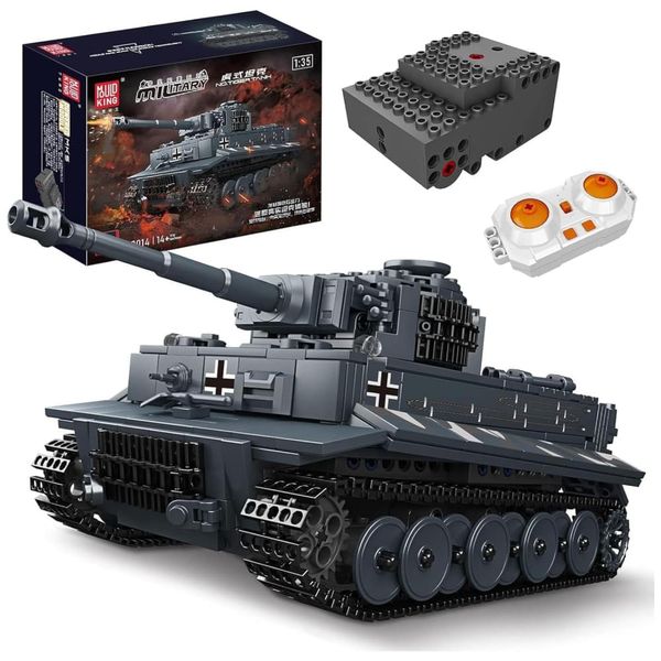 Kit de Construção Tanque Tiger MOC com 800 Peças e Controle Remoto para Adolescentes e Adultos, Mould King MK20014, Cinza Escuro