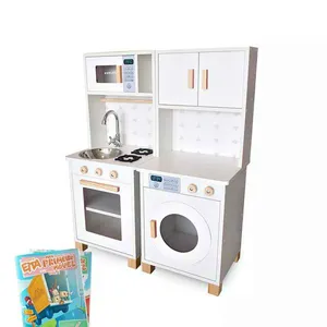 Kit Mini Cozinha Infantil e Máquina de Lavar Branco