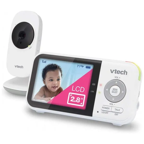 Babá Eletrônica Alcance 90 m2, Monitor 270 com Sensor de Temperatura e Canções, VTECH VM819, Branco 110v