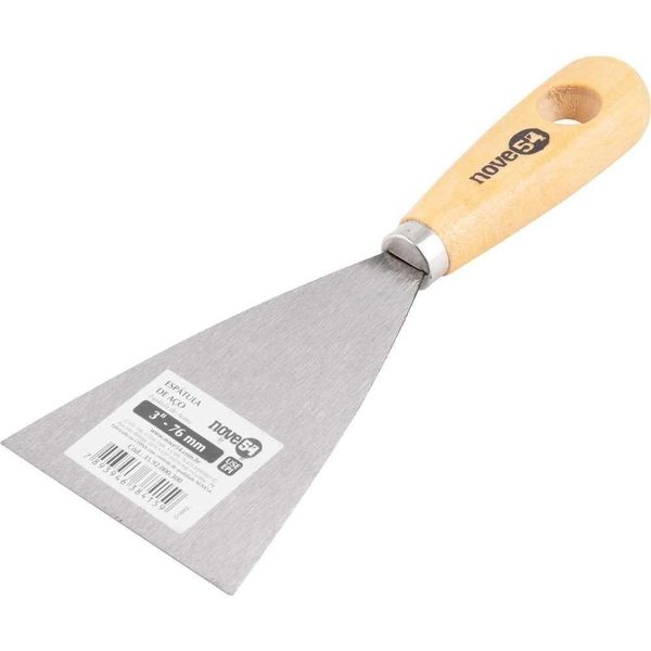 Espátula Betumadeira Aço Carbono 3 8cm Cabo Madeira Nove54