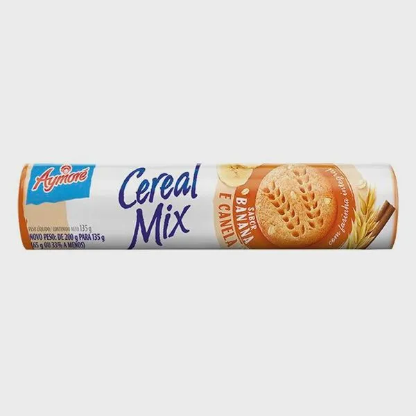 Biscoito Aymoré Cereal Mix Integral Banana e Canela 135g