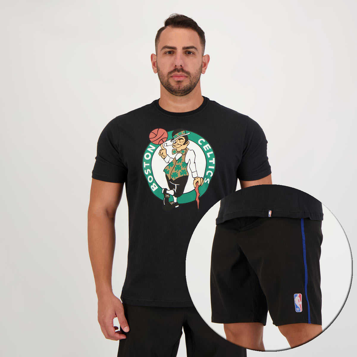 Kit NBA Camiseta e Bermuda Basic Preta
