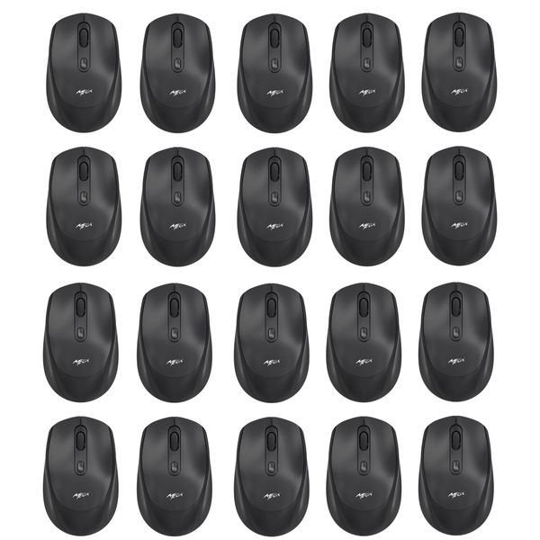 Kit 100 Mouses Sem Fio Recarregável Mega M180 Preto DPI Ajustável