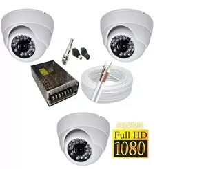 Kit 3 Câmeras Dome Infra vermelho Hd c/ Acessórios