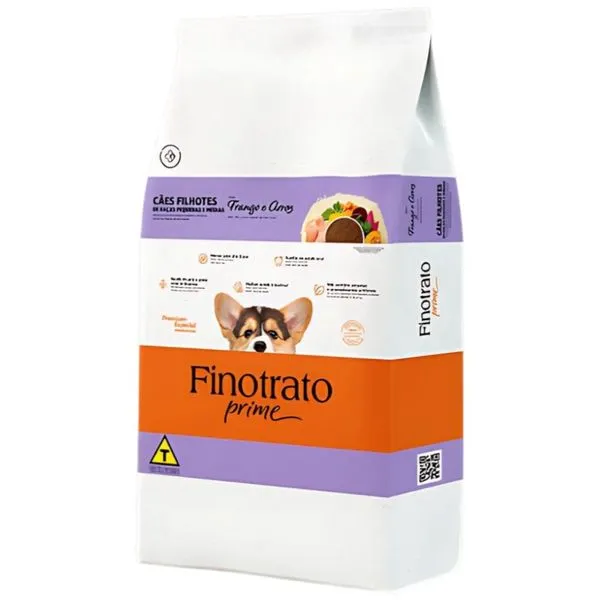 Ração Cães Filhotes Finotrato Prime Raças Pequenas E Médias Frango E Arroz 1kg (MP)