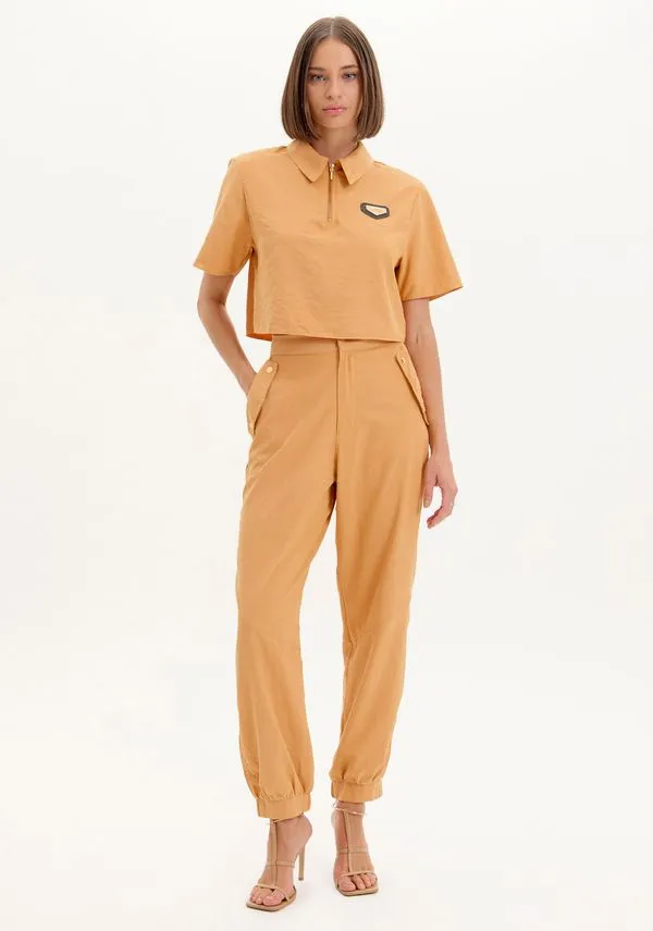 Calça Parachute Alfaiataria Laranja M