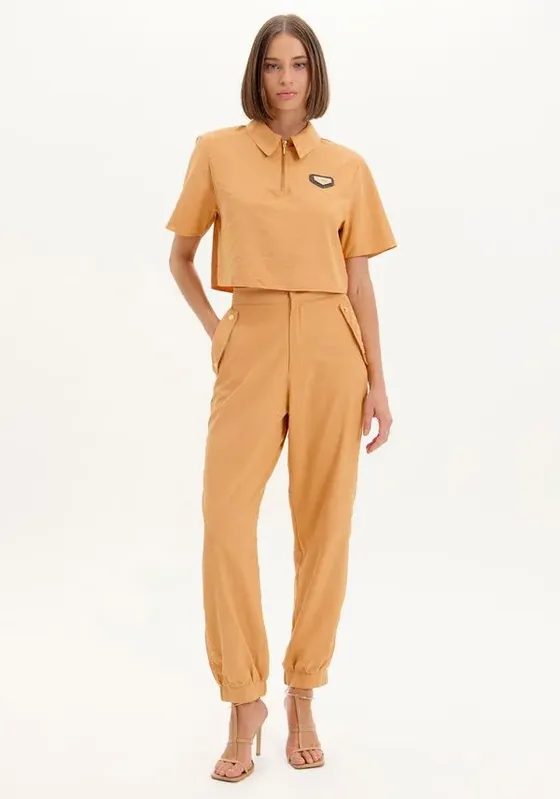 Calça Parachute Alfaiataria Laranja M
