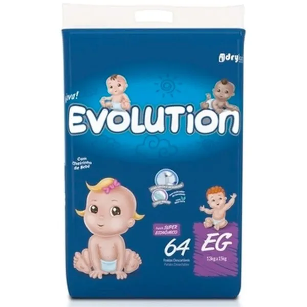 Fralda Descartável Evolution Econômico Hiper EG Com 64 Unidades
