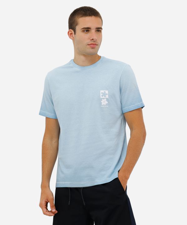 camiseta masculina de algodão estampada azul G