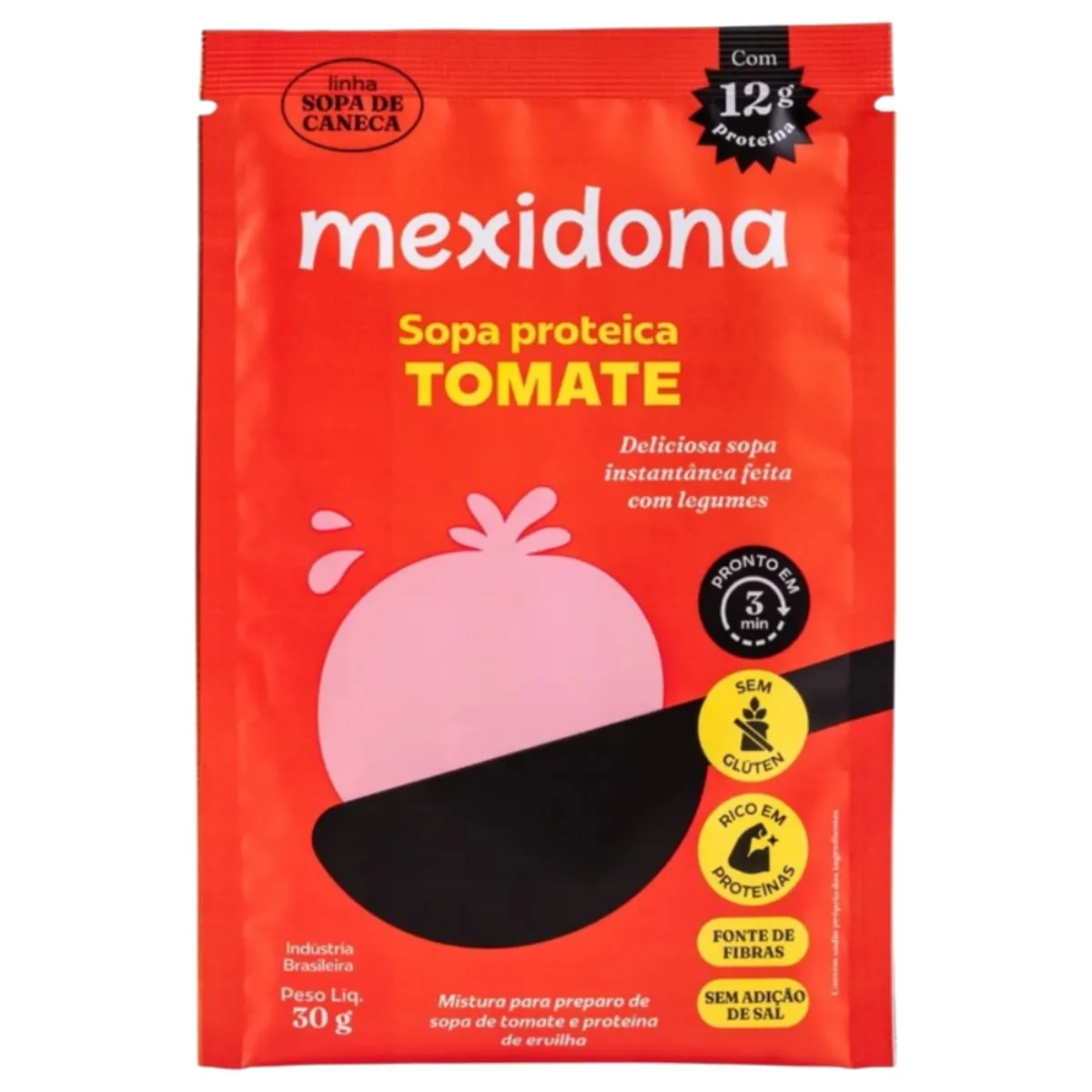 Sopa de Caneca Proteica de Tomate Sem Glúten, Vegana Mexidona 30g