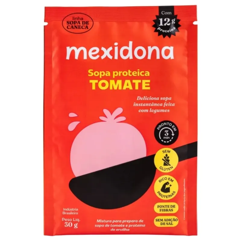 Sopa de Caneca Proteica de Tomate Sem Glúten, Vegana Mexidona 30g