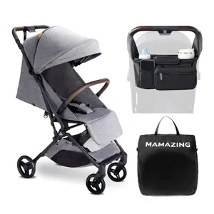 Carrinho de Bebê Ultraleve com Organizador e Almofada - Premiado Ouro Moms Choice, Compacto Avião, Dobrável com 120cm, MAMAZING