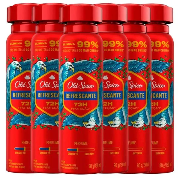 Kit Desodorante Aerosol Old Spice Refrescante 150ml - 6 unidades