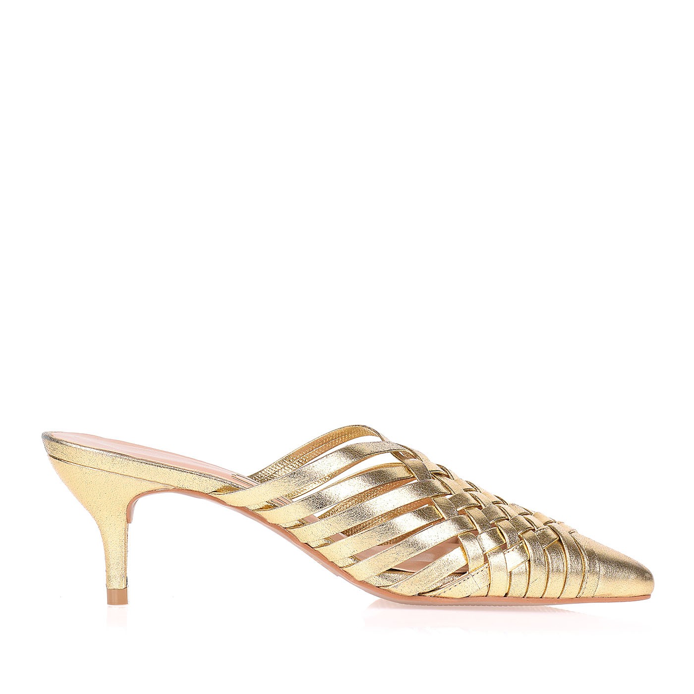 Slingback Salto Médio Grunge Ouro Velho