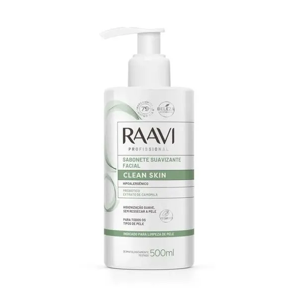 Sabonete Líquido Facial Raavi Clean Skin 500ml SAB.LIQ.FAC.RAAVI 500ML SUAVIZANTE