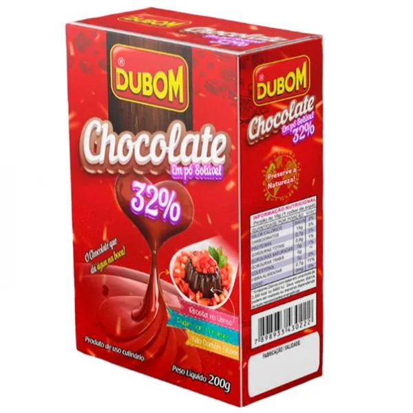 Chocolate em Pó Soluvel Dubom 32% Cacau 200g