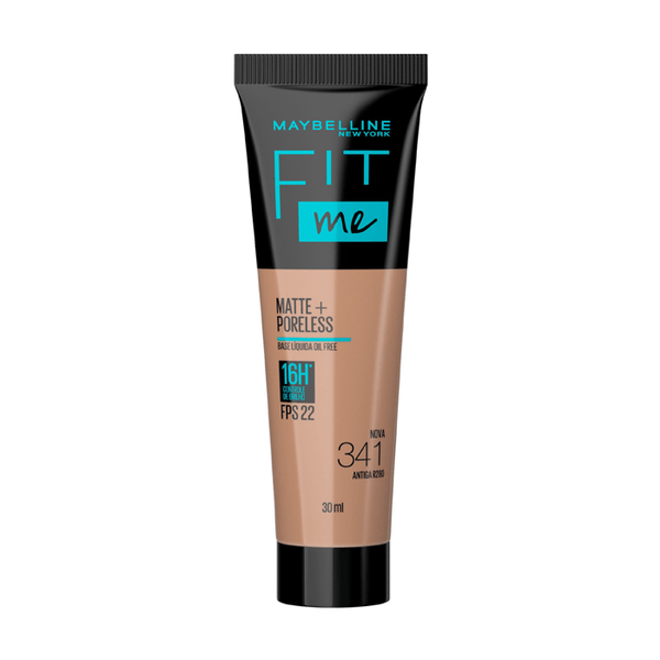 Base Liquida Maybelline Fit me Longa Duração FPS22 Matte + Poreless Cor 341 30ml