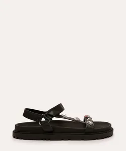 sandália flatform com tachas oneself preta 34