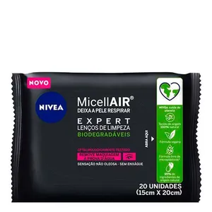 Lenço de Limpeza Demaquilante Micelar Nivea MicellAIR Expert 20 Unidades