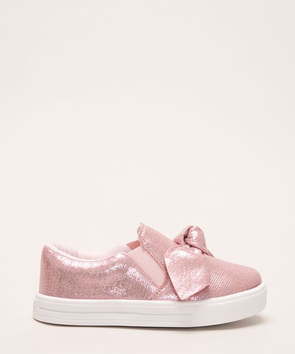 tênis infantil slip on com laço rosa 23