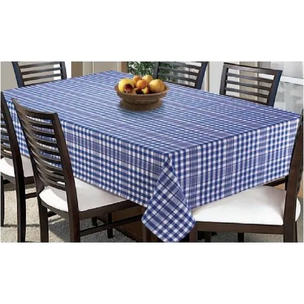 Toalha Mesa Colonial Grid 1113 140x140cm Azul/Cru Estampa Q03 - Bordartes