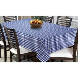Toalha Mesa Colonial Grid 1113 140x140cm Azul/Cru Estampa Q03 - Bordartes