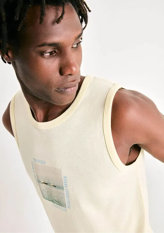 Regata Básica Masculina Regular Com Estampa - Amarelo M
