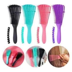 Escova para Cabelos Cacheados Desembaraçante Flexível com 8 Pontas Massageadoras - Cor:Verde