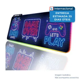 Mousepad Gamer Jmiyav Game Over 80X30 RGB Azul A-MBI
