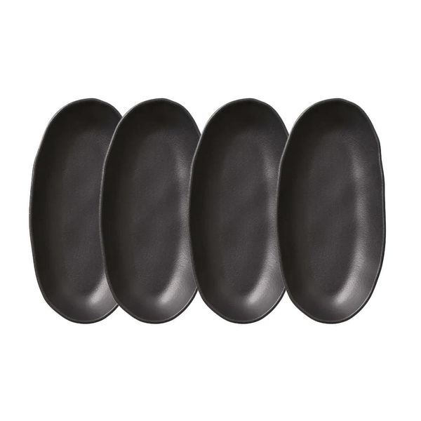 Conjunto de Travessas Ovais Grandes Orgânico Matte 32x16cm 4 Peças Porto Brasil Preto