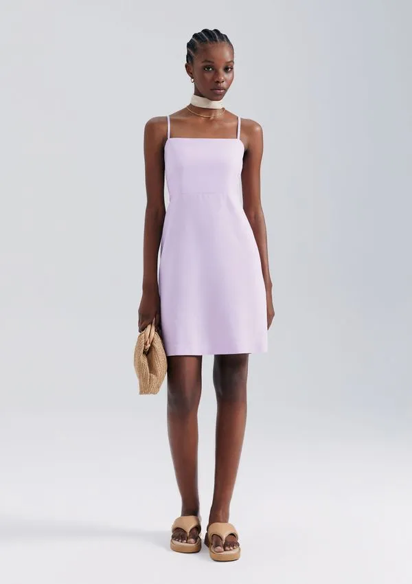 Vestido Curto Em Viscolinho - Lilás XP