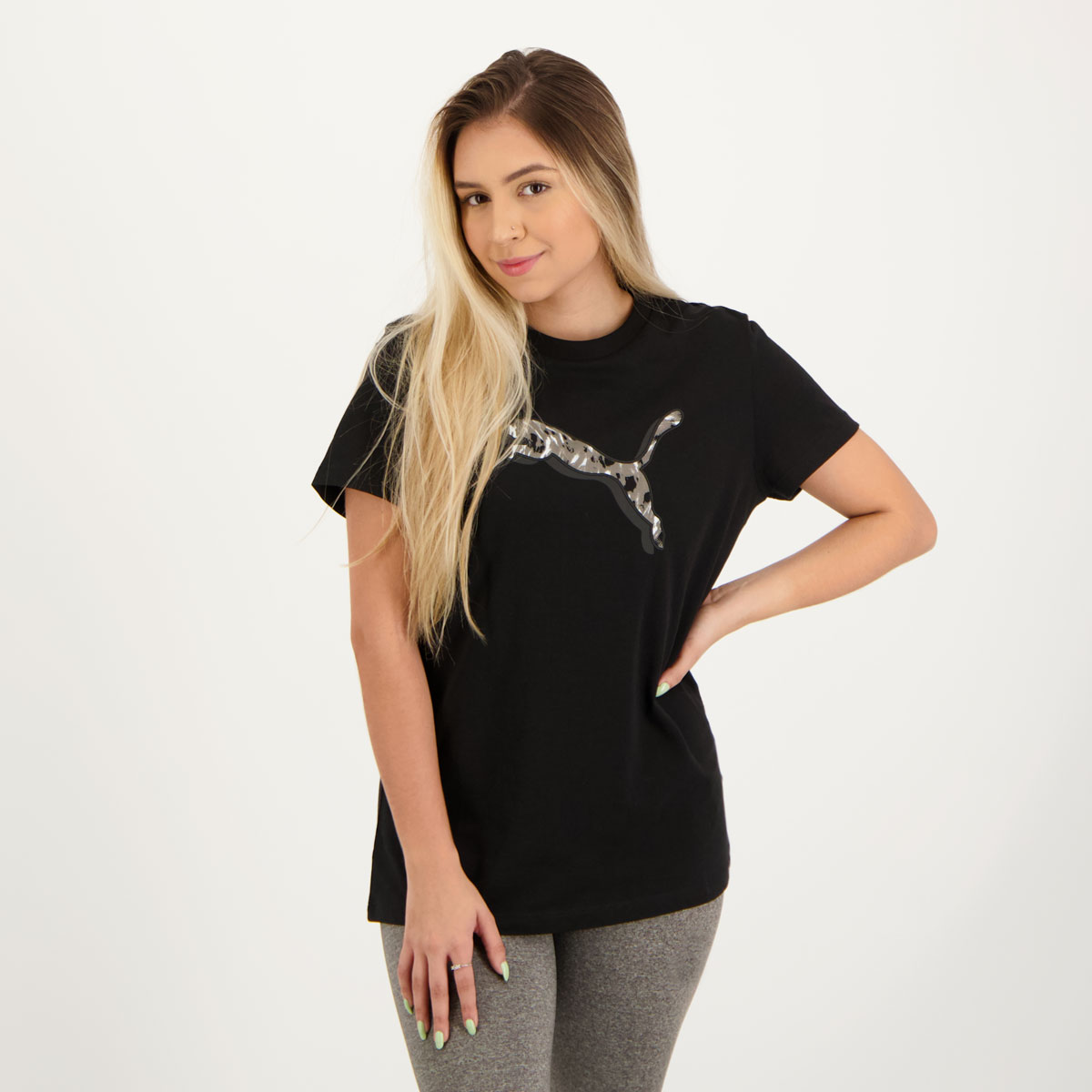 Camiseta Puma Power Safari Feminina Preta