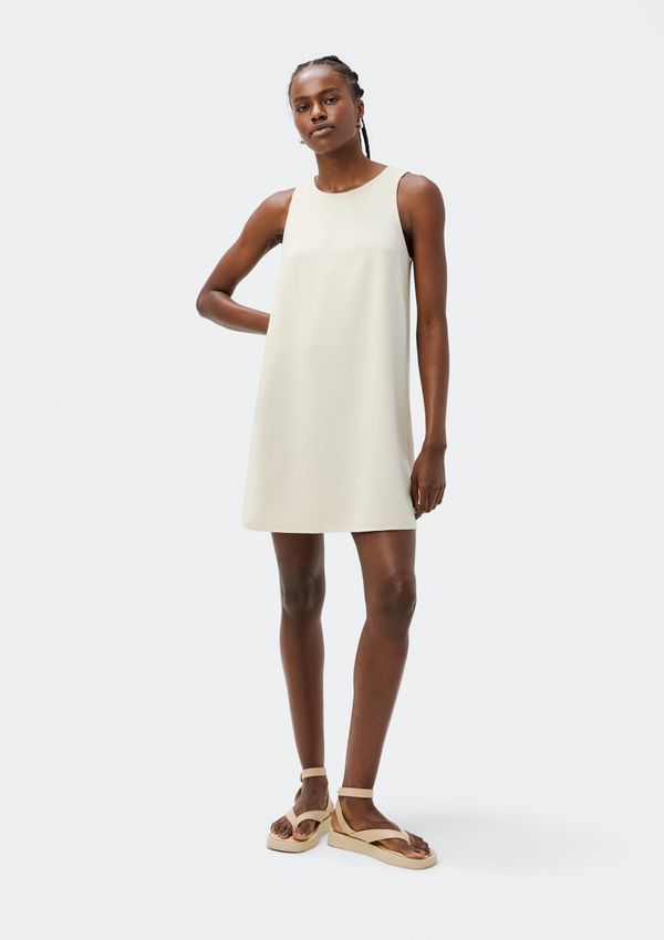 Vestido Curto Em Viscose - Bege P