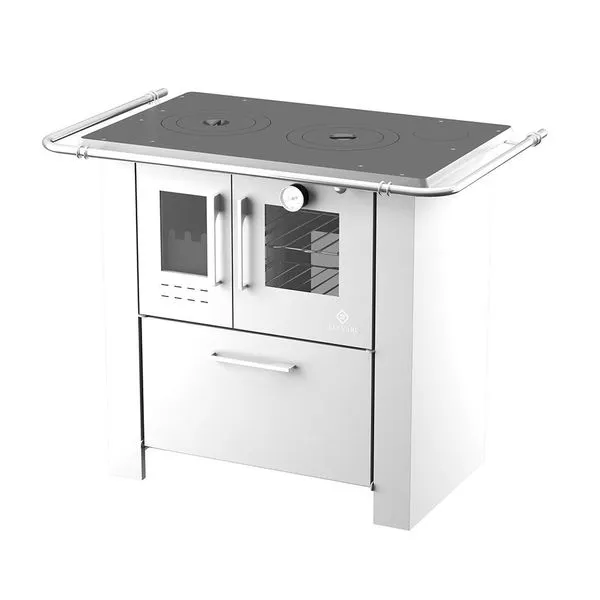 Fogão a Lenha Cheff N°01 Direito Branco com Chapa de Ferro Fundido com Forno Elevare Industrial Fogão a Lenha Residencial Elevare Industrial Cheff N°01 Direito Branco com Forno