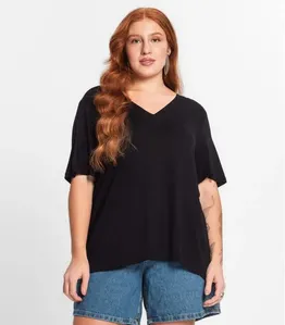 Blusa Feminina Plus Size Secret Glam Preto Plus G2